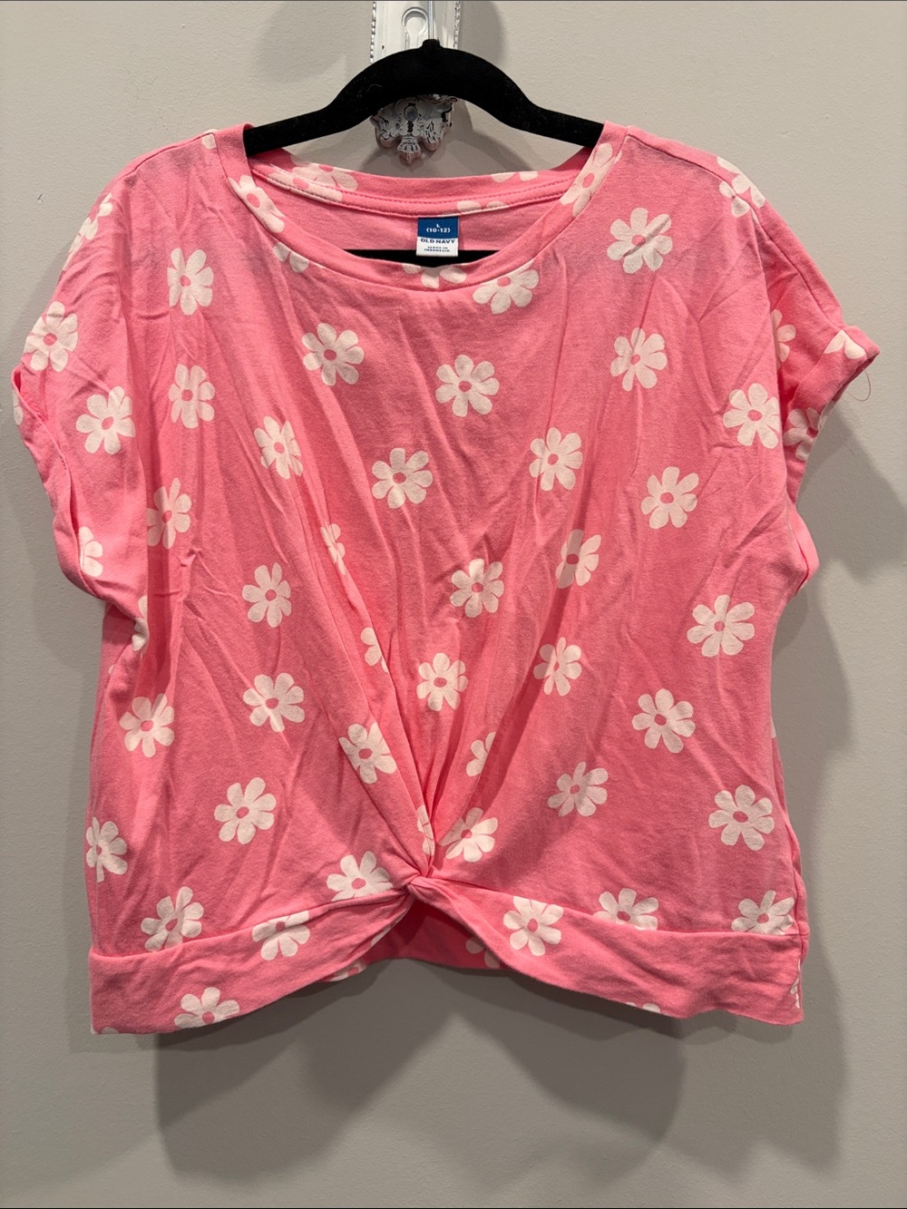 Old Navy Pink Daisy Twist-Front Kids Tee